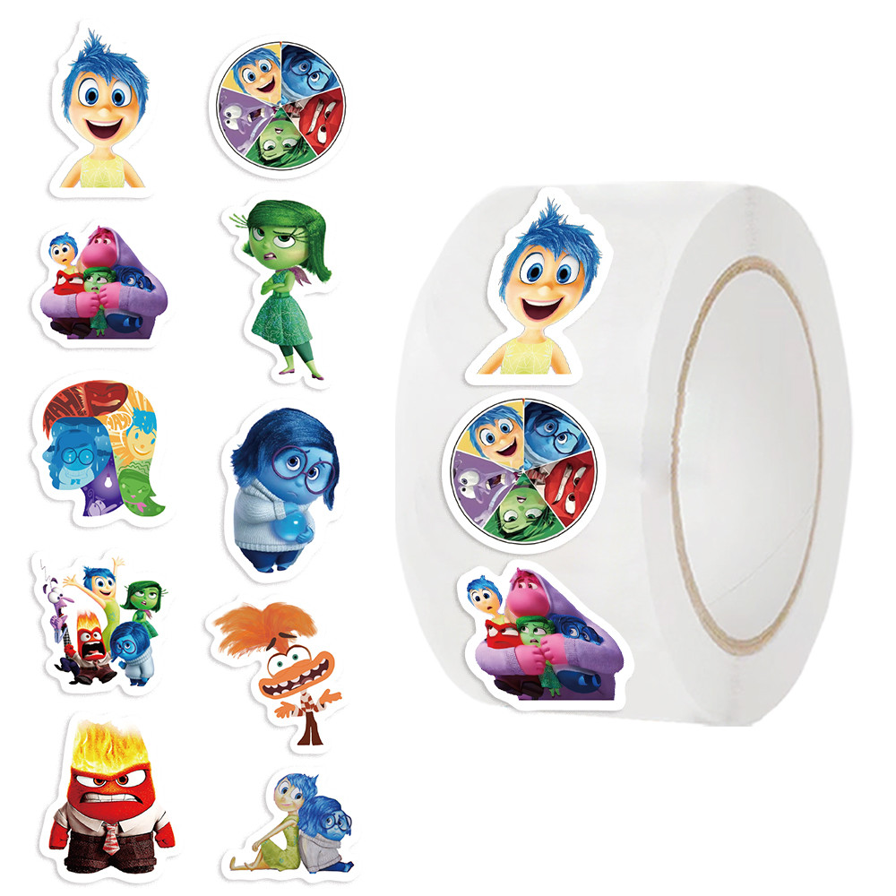 

500Pcs/roll Disney Inside Out Anime Stickers, Roll Vinyl Stickers For Laptop, Bumper, Skateboard, Water Bottles, Computer