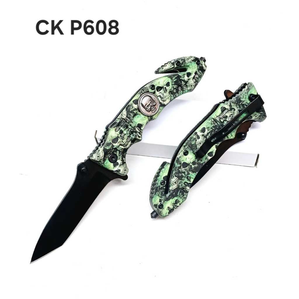 BISA COD Pisau Lipat Motif Tengkorak P608 - Alat Outdoor