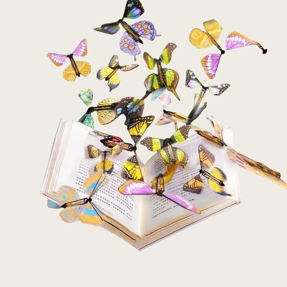 

10/20PCS Colorful Magic Flying Butterfly Rubber Bands Wind-Up Toy Exquisite Bookmarks - Party Favor Surprises & Home Decor