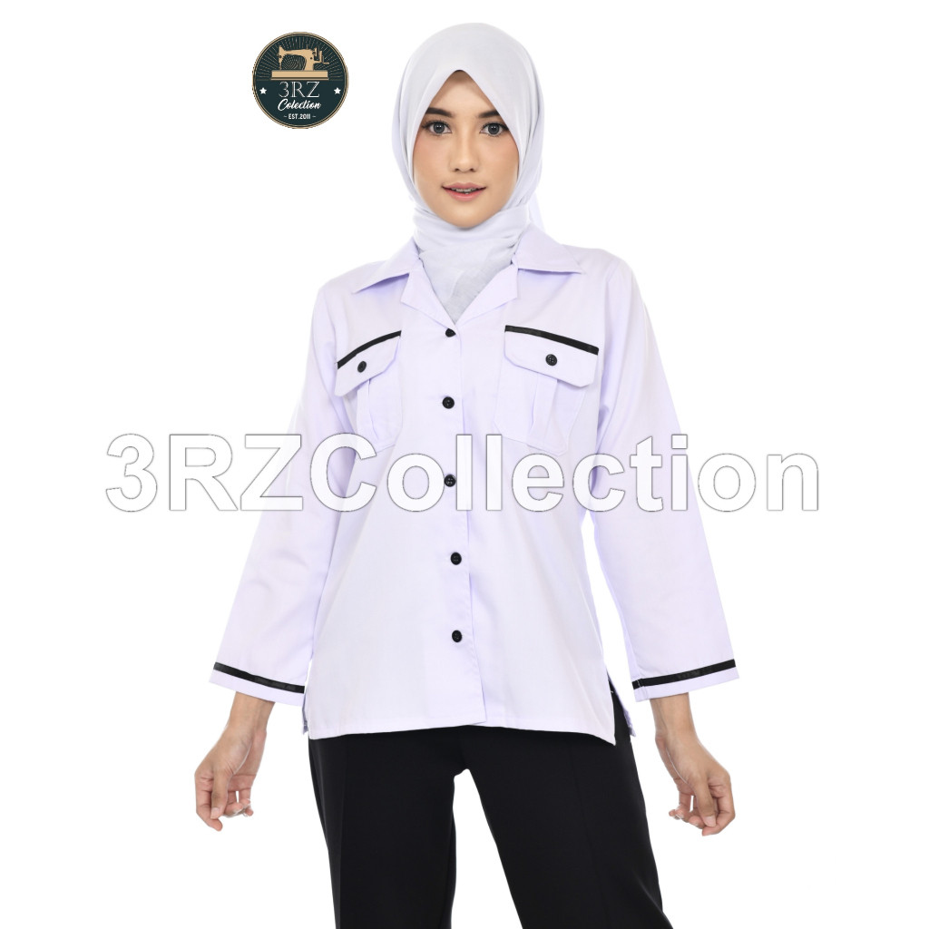 Kemeja Putih PNS Wanita Baju Dinas Putih List Hitam Pns Wanita Baju Dinas Putih Baju Seragam kerja w