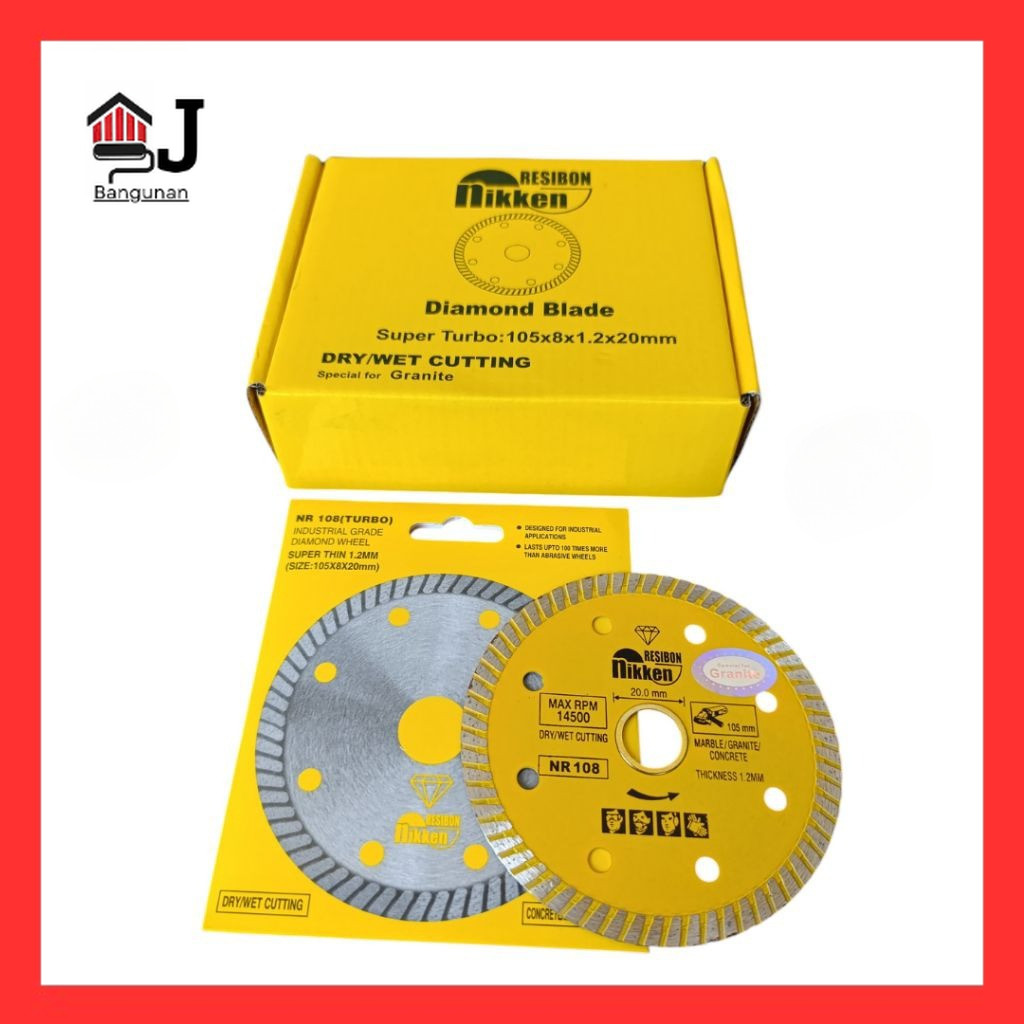 Diamond Wheel Nikken Resibon Turbo Pisau Potong Granit Nikken Resibon Turbo-AJB