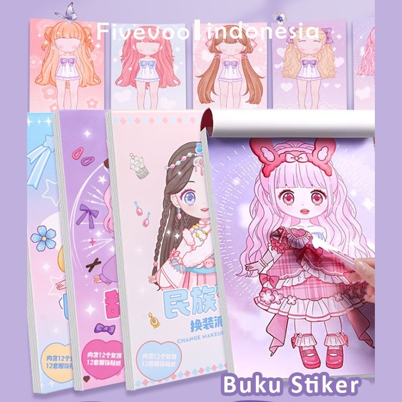 

FIVEVOO Buku Stiker Dress Up Vintage / Stiker DIY / Buku Stiker Dress Up Vintage/ Buku Stiker Bermain