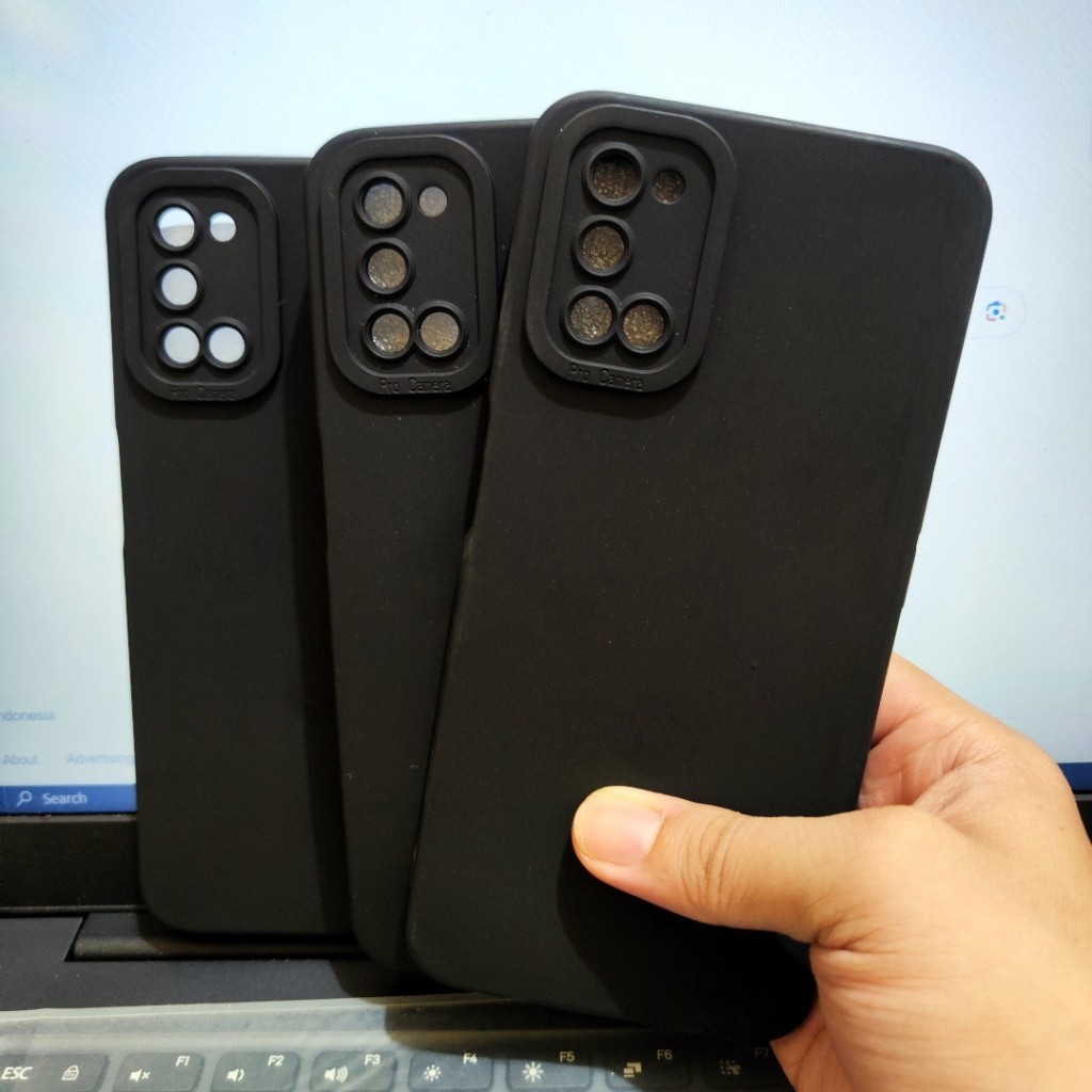 Softcase Pro Camera Oppo A52, Oppo A92 Silikon Casing TPU Macaron Hitam