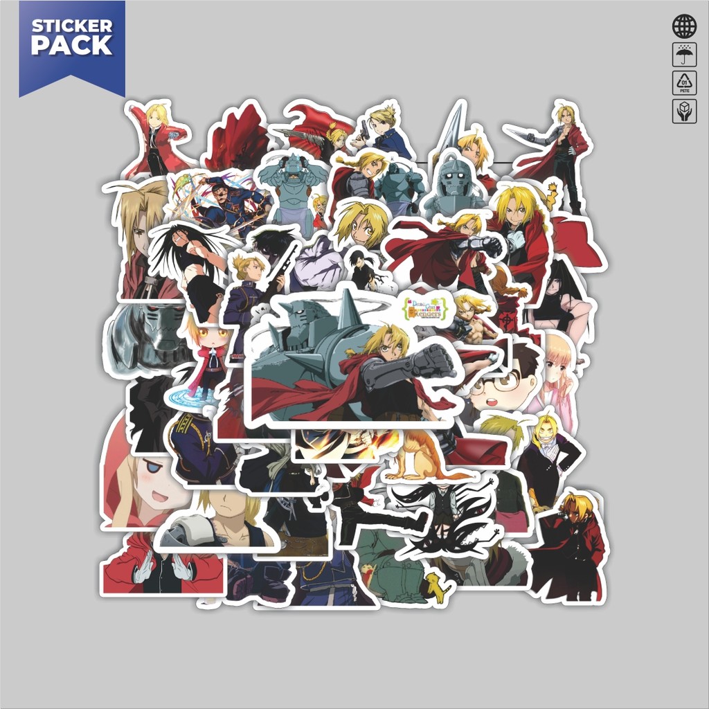 

[100PCS]Stiker Pack Stiker Anime Series Full Metal Alchemist Character Mix 2 Aesthetic Vinyl Anti Air Dekorasi Sticker Laptop Buku Journal Koper Helm Casing HP Gitar Helm Skateboard