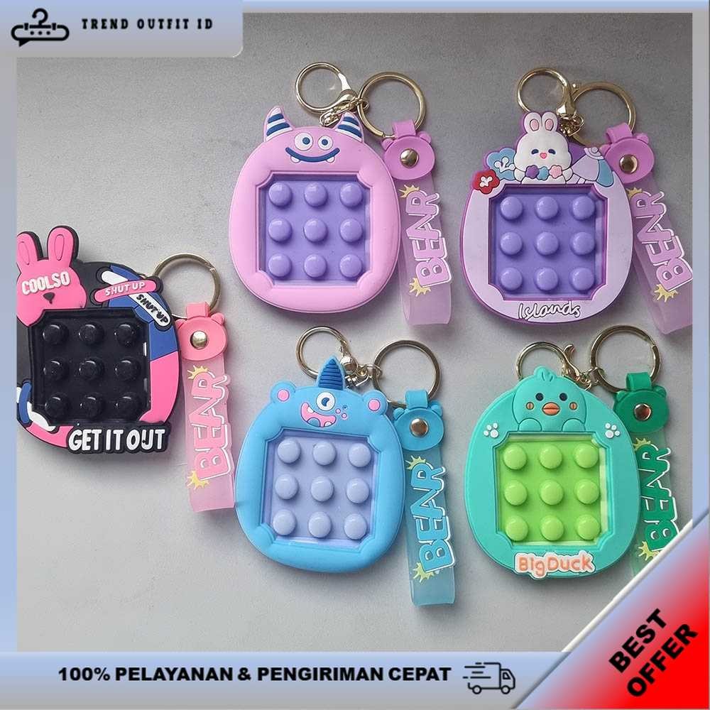 Mainan Anak Pop It Viral Gantungan Kunci / Mainan Karakter Push Bubble [TREND Outfit ID]