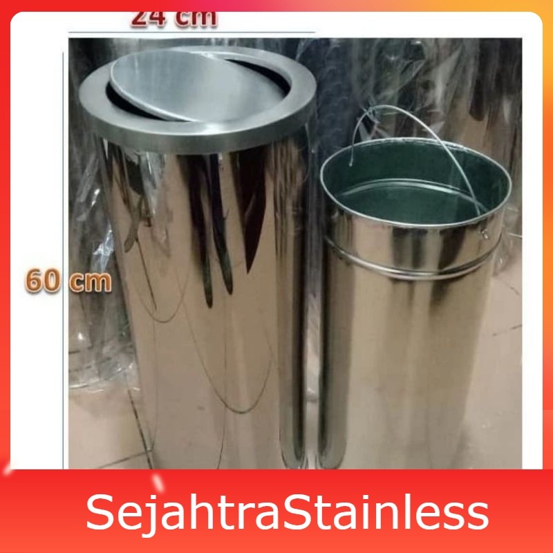 Tempat sampah stainless tutup swing
