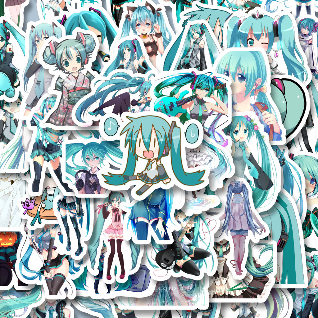 

100PCS Lucu Stiker Music Series Hatsune Miku Mix 4 Stiker Aesthetic Stiker Anti Air Stikers Berperekat Waterproof sticker decal buat Motor Helm Buku Journal Koper Casing HP Laptop Botol Minum Hadiah anak