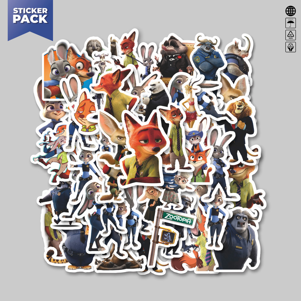 

[100PCS]Stiker Pack Stiker Kartun Series Zootopia Aesthetic Vinyl Anti Air Dekorasi Sticker Laptop Buku Journal Koper Helm Casing HP Gitar Helm Skateboard