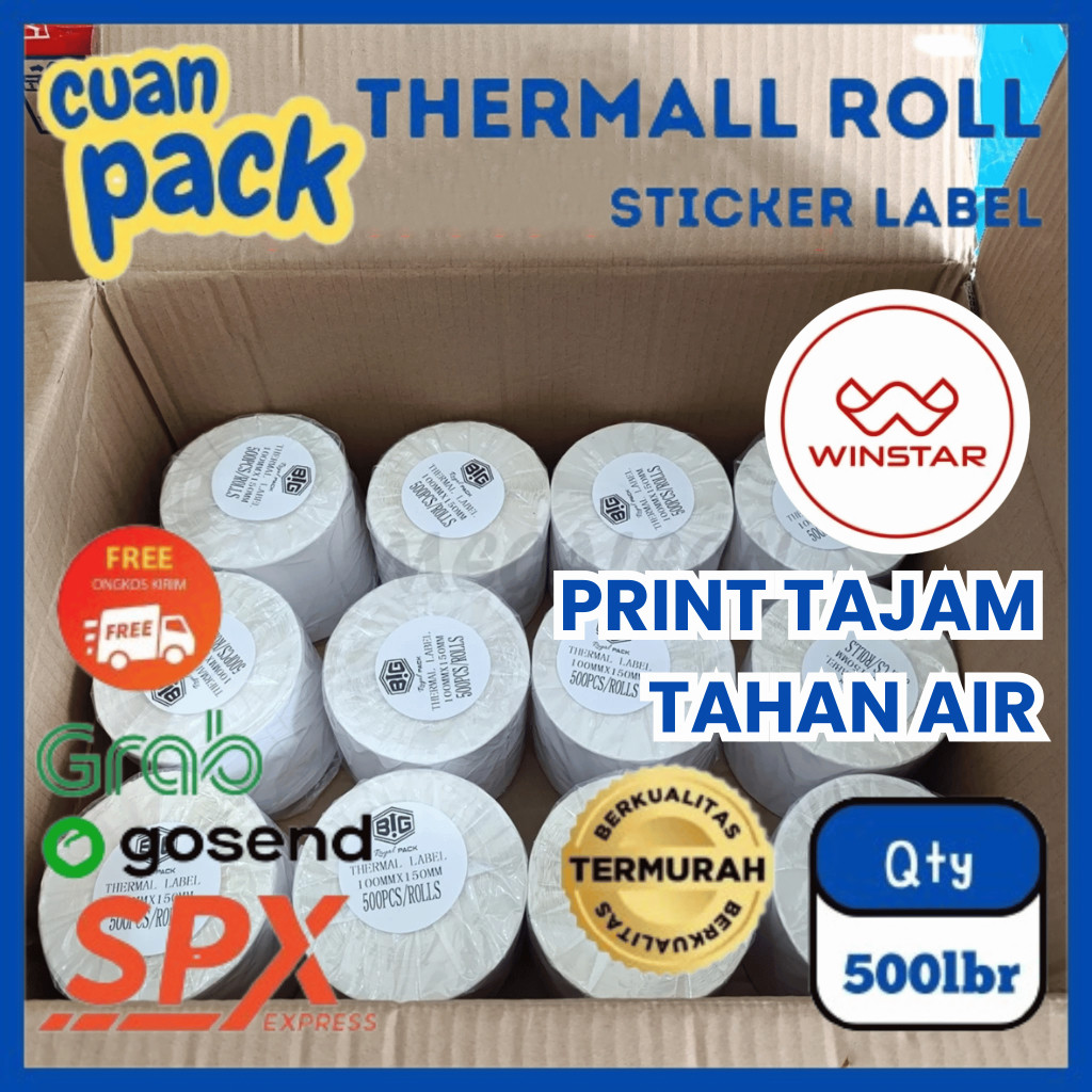 

PROMO 1 Dus Label Sticker Thermal/Termal Roll 100x150 isi 24 Print Tajam & Tidak Mudah Pudar