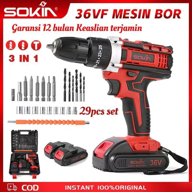 BISA COD Mesin bor baterai 36VF / Baterai bor/10mm Bor 2baterai/Bor baterai murah berkualitas/Bor li