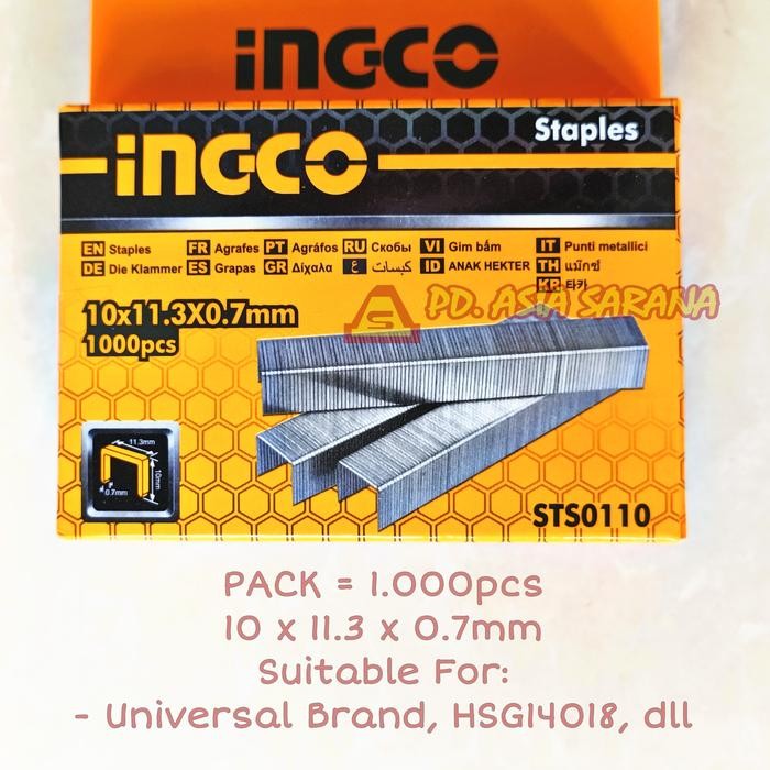

Refill Staples Tembak 10mm INGCO STS0110 Isi Steples Stapler Gun 10 mm