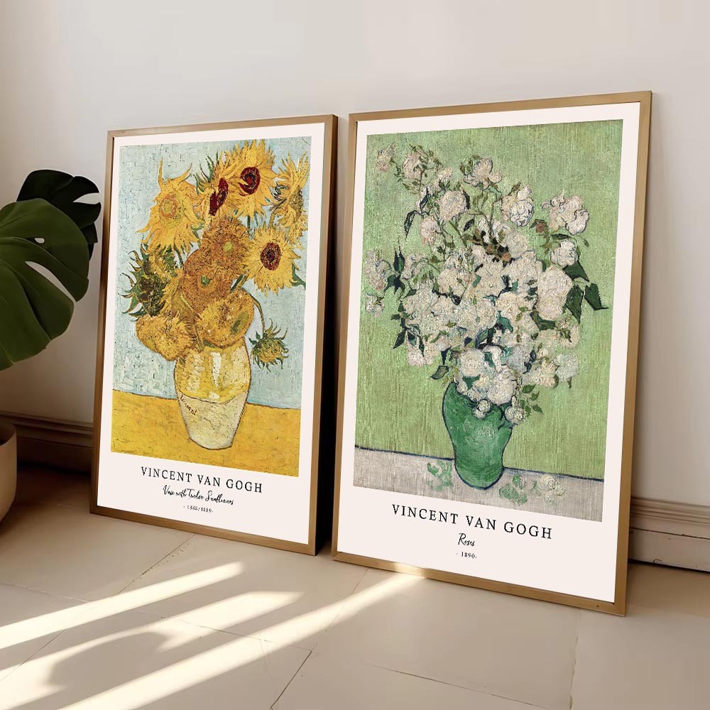 

Collection of Van Gogh Works Sunflowers Almond Blossom Canvas Print Painting Poster Wall Pictures for Living Room Home Decor