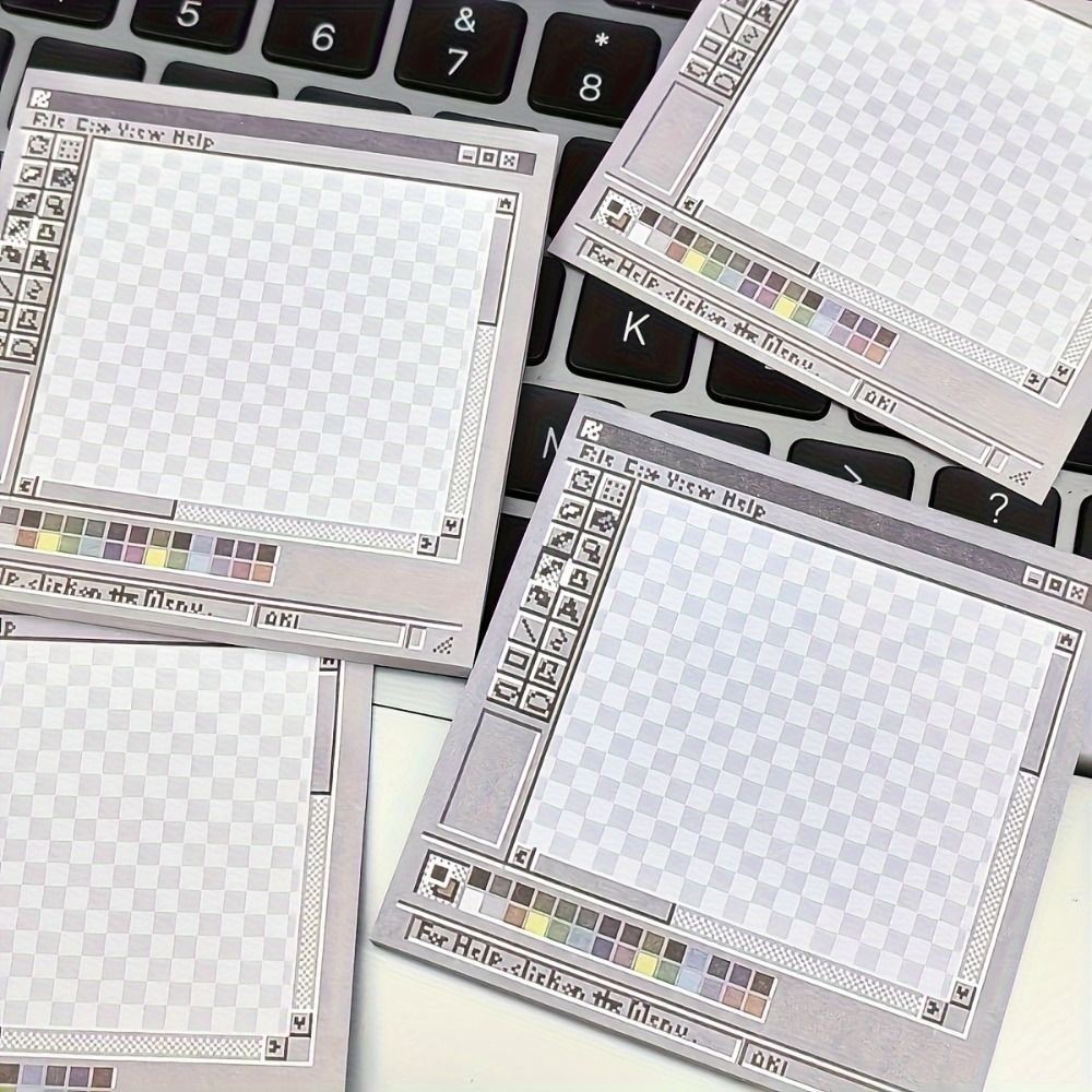 

250-Sheet Creative Retro Sticky Notes Square Computer Drawing Board Memo Pad Unique Daily Planning Tips Students