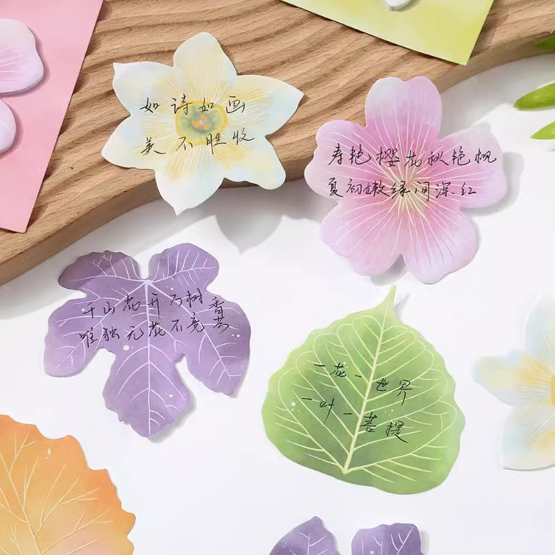 

5pack 30 Sheets Leaf Flower Sticky Notes Stick Tearable Note Memo Pad Office School Planner N-times Stickers Stationery Supplies