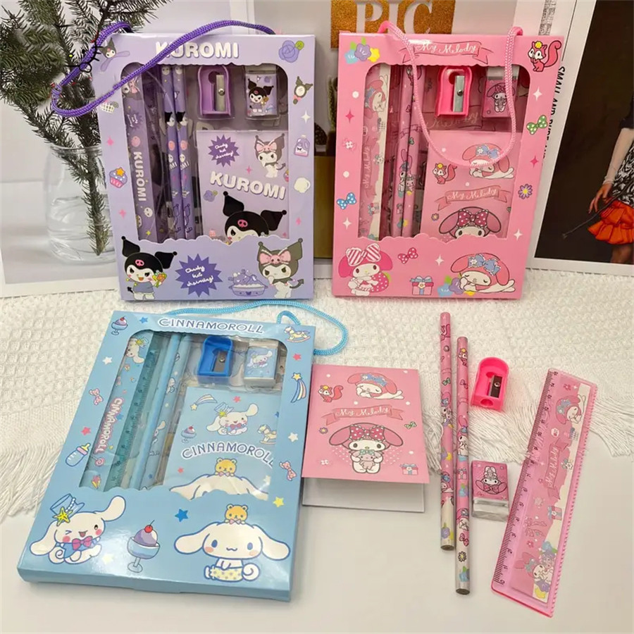 

6pcs/set, Back to school supplies，Stationery Gift Set - Cartoon-Themed School Supplies With Notebook, Ruler, Pencil, Sharpener,