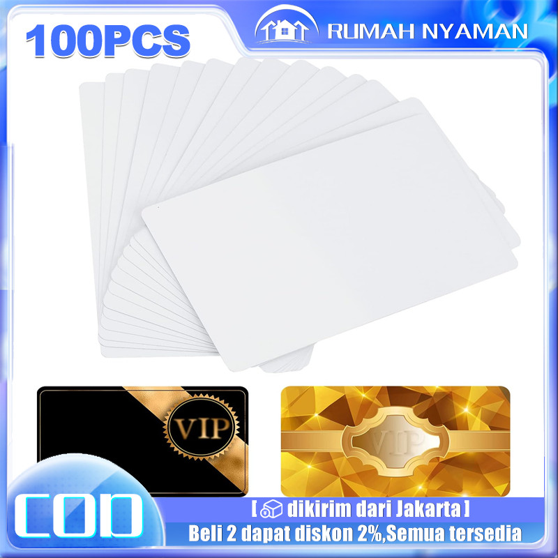 100pcs Kartu Pvc Polos Blank iD card Tanpa Chip Thermal Overlay ISO rfid