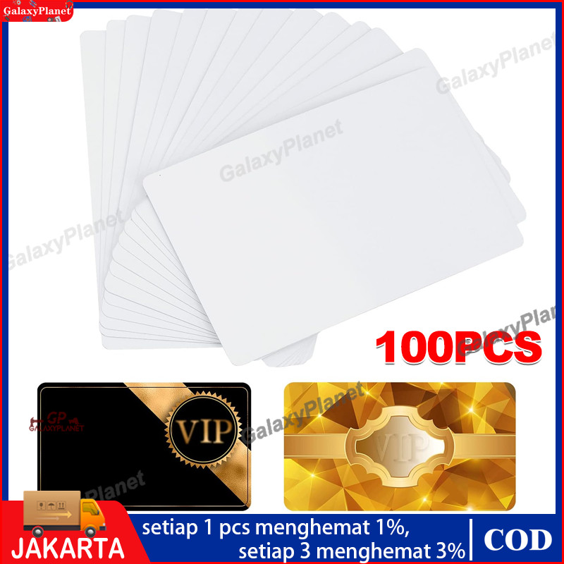 100pcs Kartu Pvc Polos Blank iD card Tanpa Chip Thermal Overlay ISO rfid