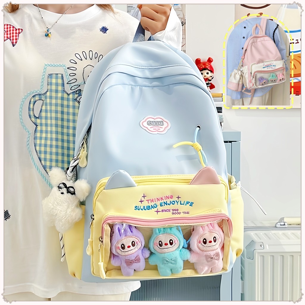 [Ready]Tas Ransel Kucing Korea/Tas Sekolah Wanita Lucu Kecil/Tas Ransel Kecil Wanita/Fashion Backpac