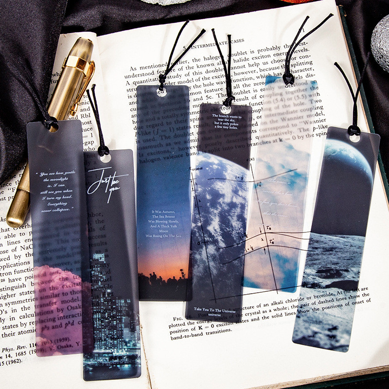 

5 pcs/pack Space Tour Series Bookmark PVC Reading Book mark dusk moon Book Page Marker Stationery Supplies