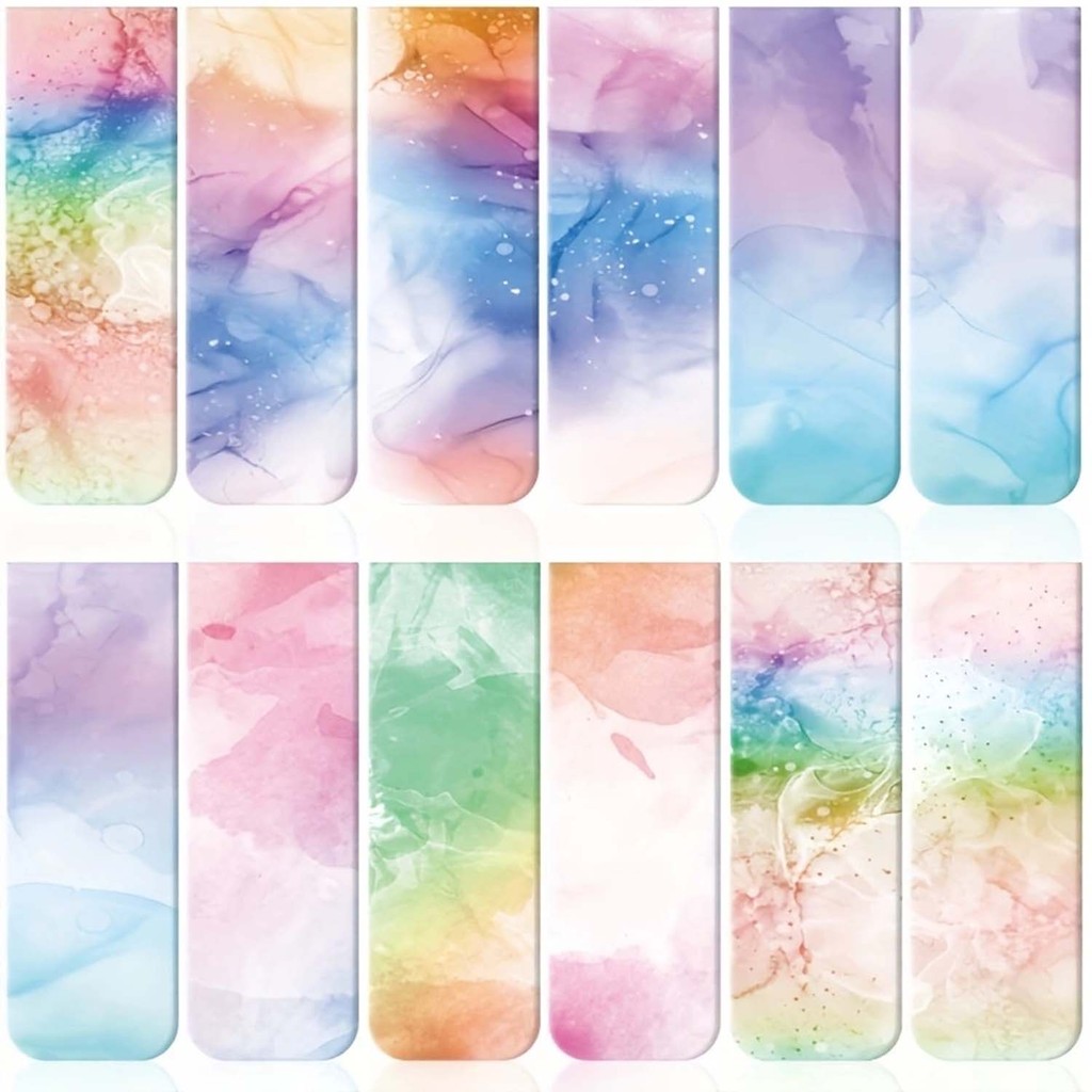 

12 pcs Artistic Ink Illustration Magnetic Bookmark Set - Attractive Page Tags for Book Lovers, Teachers, and Students