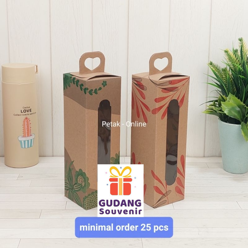 

25 Pcs, Box Coklat 6.5 x20 Cm Kemasan Botol/ Tumbler, Box Tenteng Love Coklat harga Murah