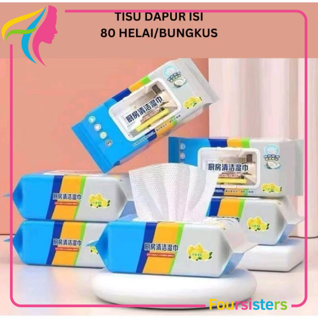 [FS GROSIR] Tisu Basah Kitchen Tissue Basah Dapur 1PACK Isi 80Pcs Anti Minyak Pembersih Minyak Kotor
