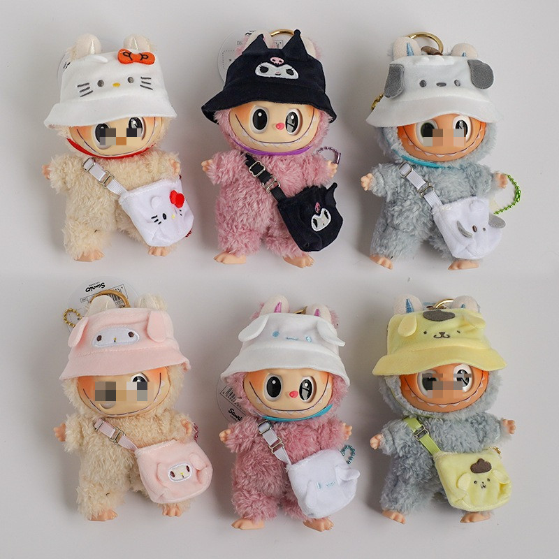 For Labubus doll Outfit Accessories Sanrios Hello Kitty Kuromi Cinnamoroll Melody Doll Hat mini bag 