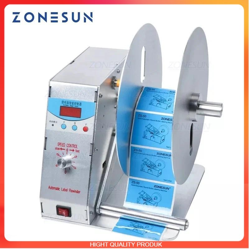 

BEST QUALITY ZONESUN Automatic Label Rewinder For Clothing Wash Label Bar Code Label Price Tag Self-Adhesive Label Sticker Speed Adjustable R