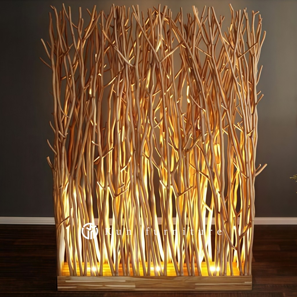 Partisi Sketsel Penyekat Ruangan Ranting Kayu Jati – Desain Unik & Natural