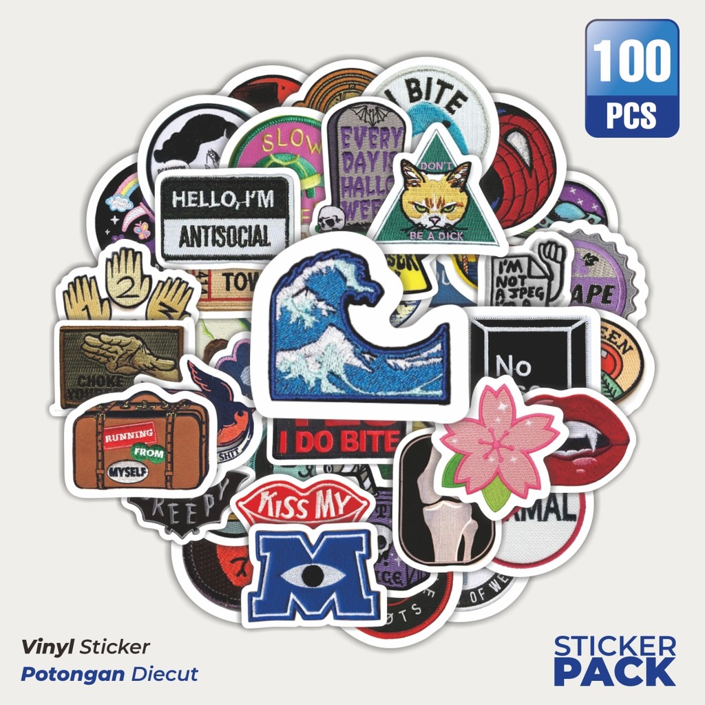 

Super Hemat! 100 PCS Stiker Patch V22 Waterproof Aesthetic- Untuk Laptop, Motor, dan Helm - Paper Stationery Pack