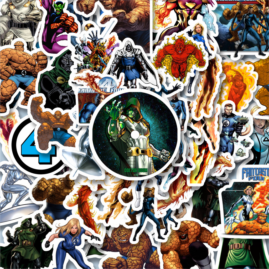 

100PCS Lucu Stiker Marvel Series Fantastic Four Karakter Kartun Mix Stiker Aesthetic Stiker Anti Air Stikers Berperekat Waterproof sticker decal buat Motor Helm Buku Journal Koper Casing HP Laptop Botol Minum Hadiah anak
