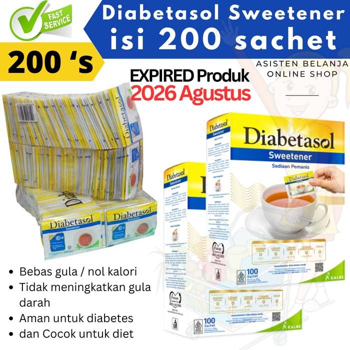 

Promo Isi 200 Sachet Gula Diabetasol Gula Sachet Sweetener Pemanis Alami Pengganti Diabetes 2 Box 100 'S