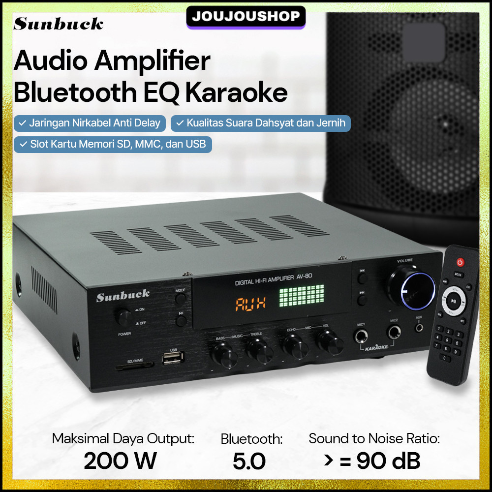 Sunbuck Audio Amplifier Bluetooth EQ Karaoke FM Radio 200W - AV-80