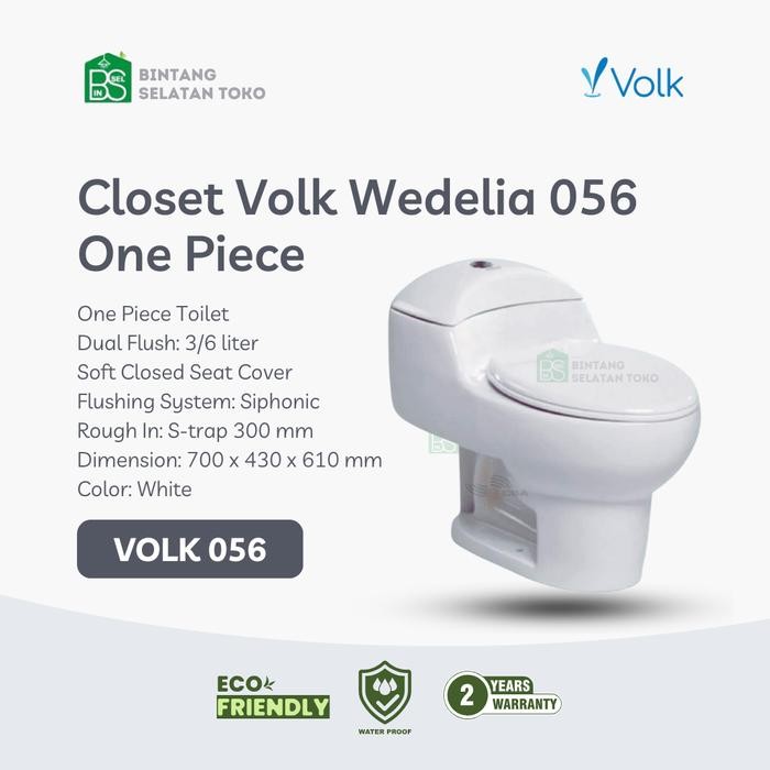 KLOSET DUDUK ONE PIECE VOLK 056 WEDELIA free JET SHOWER - 056