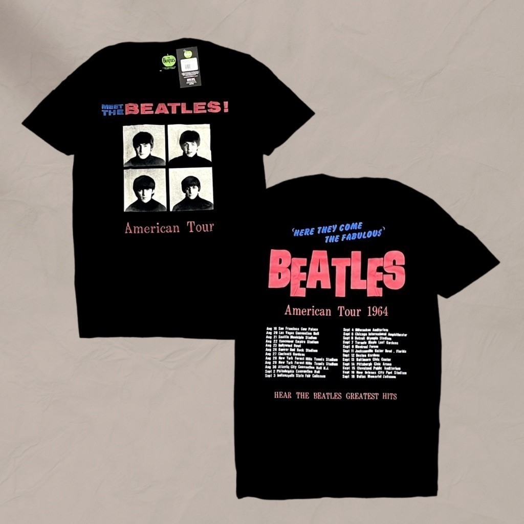THE BEATLES - AMERICAN TOUR 1964 T shirt Kaos BAND Cotton Combed 24s TEBAL
 Bahan tebal