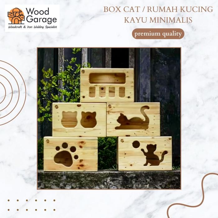 Cat box / rumah kucing kayu / kandang kucing kayu minimalis - 40x30x30, Plywood