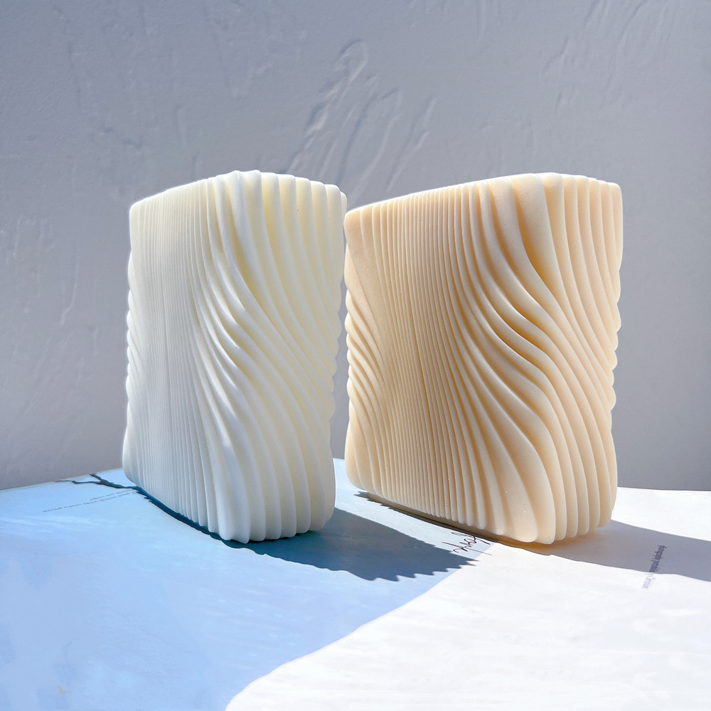 

Block Square Swirl Candle Mold Geometric Spiral Twirl Silicone Molds Abstract Art Swirl Wax Mould