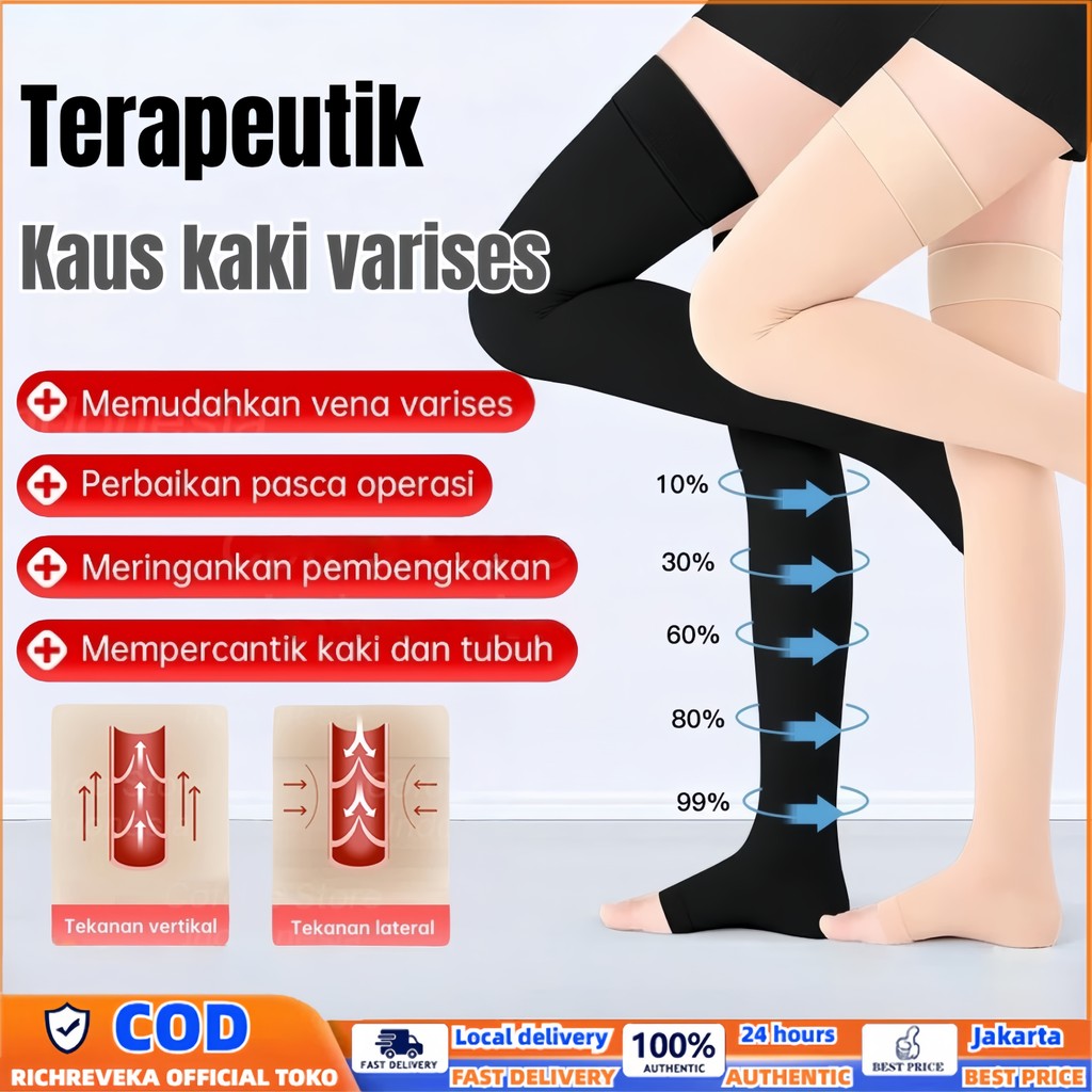 Kaos Kaki Kompresi Varises Untuk Kaki Bengkak Wanita Pria Stocking Varises/tocking Varises CCL 2 Med