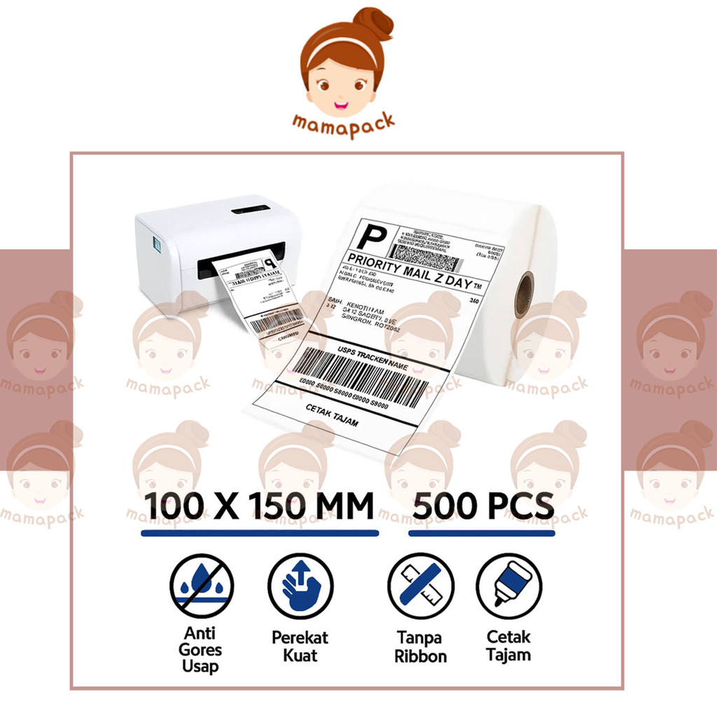 

Kertas Thermal Label Stiker 1Rangkap 100mm x 150mm Semi Coated 1Roll V1