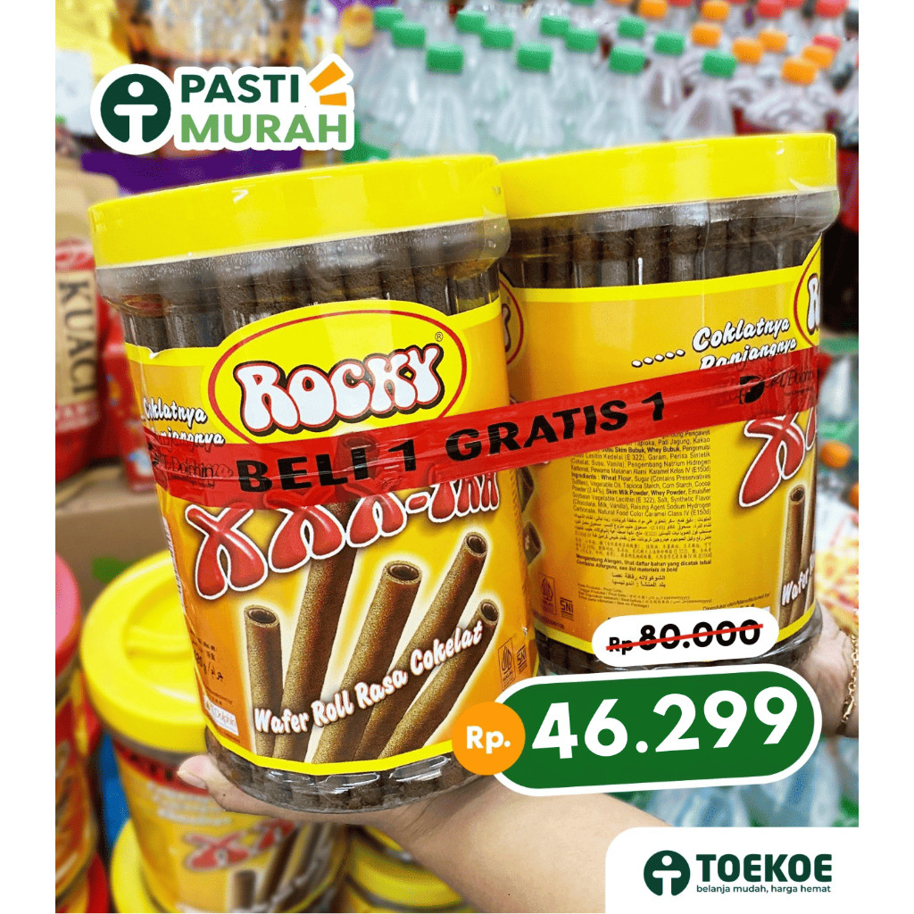 

TOEKOE [Buy 1 Get 1] Cho Cho Rocky XTRA Wafer Stick Chocolate Top 620 Gr / Makanan RIngan