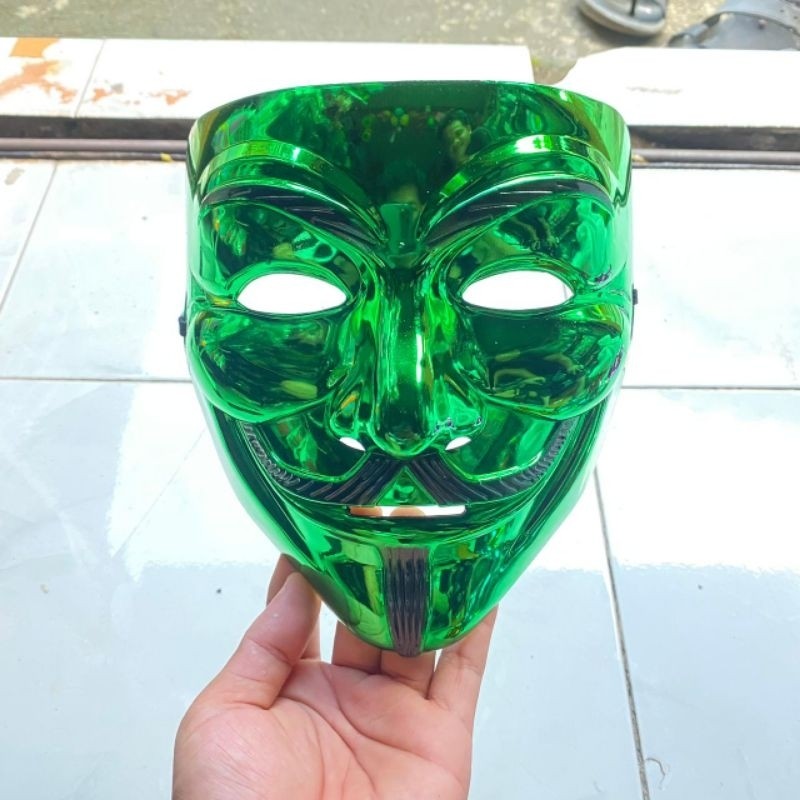 Topeng anonymous Hijau Vendetta Cosplay Mask *