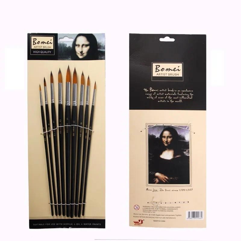 

9pcs/set Nylon Oil Paint Brush Round Painting Brush For Watercolor Oil Acrylic Brush Pen Pincel Long Handle Art Supplies