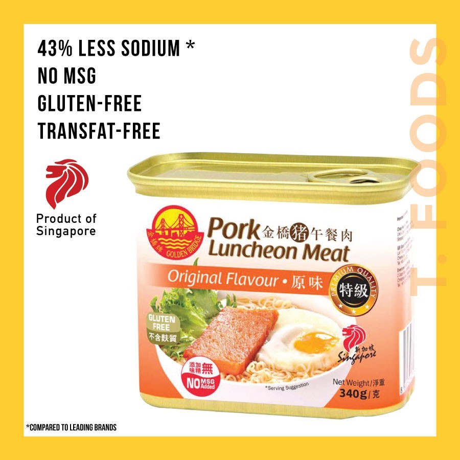 

PORK LUNCHEON MEAT ORGINAL SINGAPORE GOLDEN BRIDGE 340g