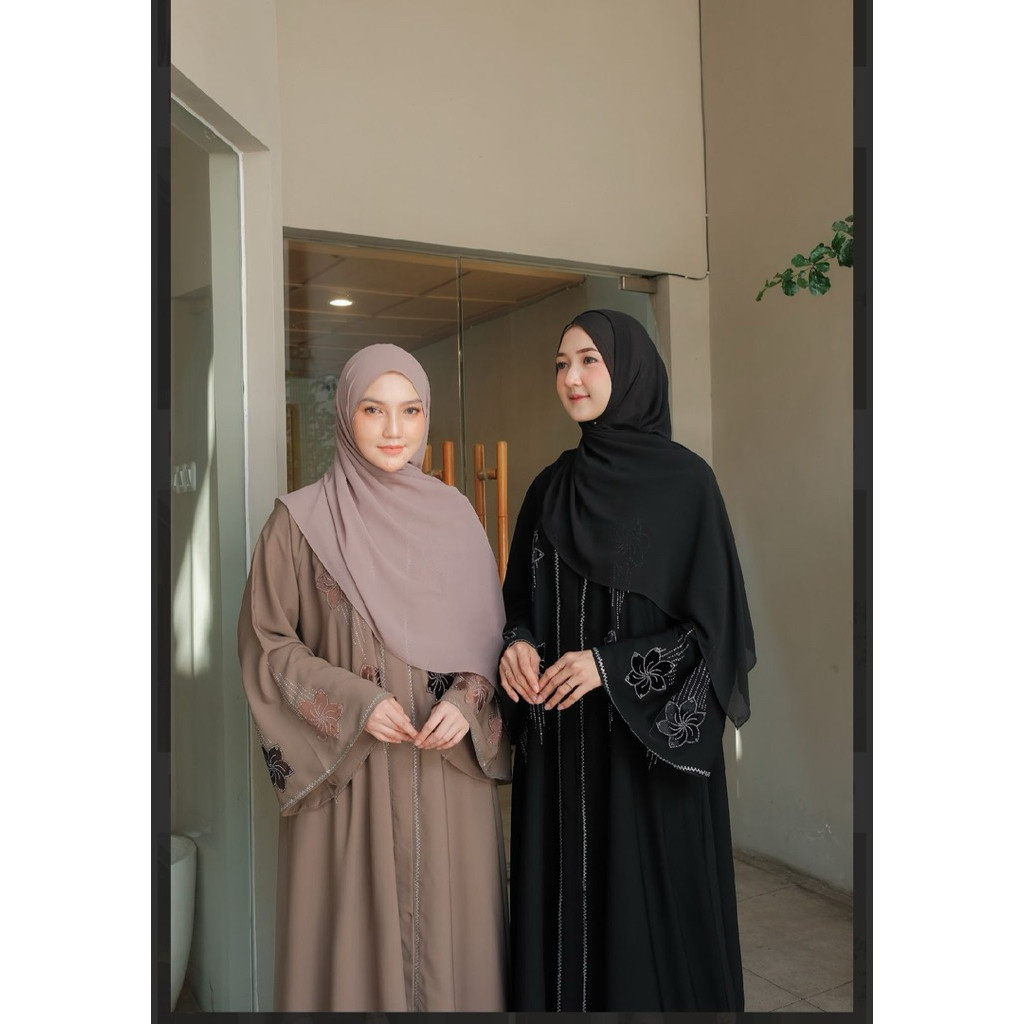 BISA COD BAJU GAMIS ZAKIA ABAYA By syakila // GAMIS ABAYA JATBLACK GLAMOUR PREMIUM