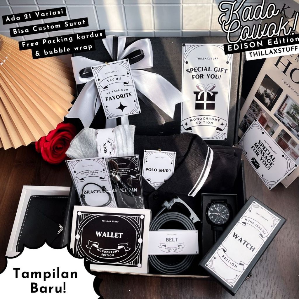 

[ EDISON ] HAMPERS KADO ULANG TAHUN COWOK GIFTBOX JAM DOMPET PARFUM HITAM KADO WISUDA GIFT COWO HAPPY BIRTHDAY GIFT PRIA