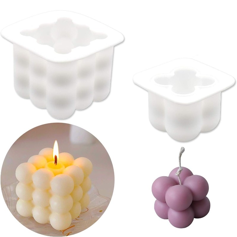 

DIY Candle Molds, 6 Cavity 3D Bubble Silicone Molds for Candles Making, Cake Mold for Baking Chocolate Dessert Mousse Cake Ice C