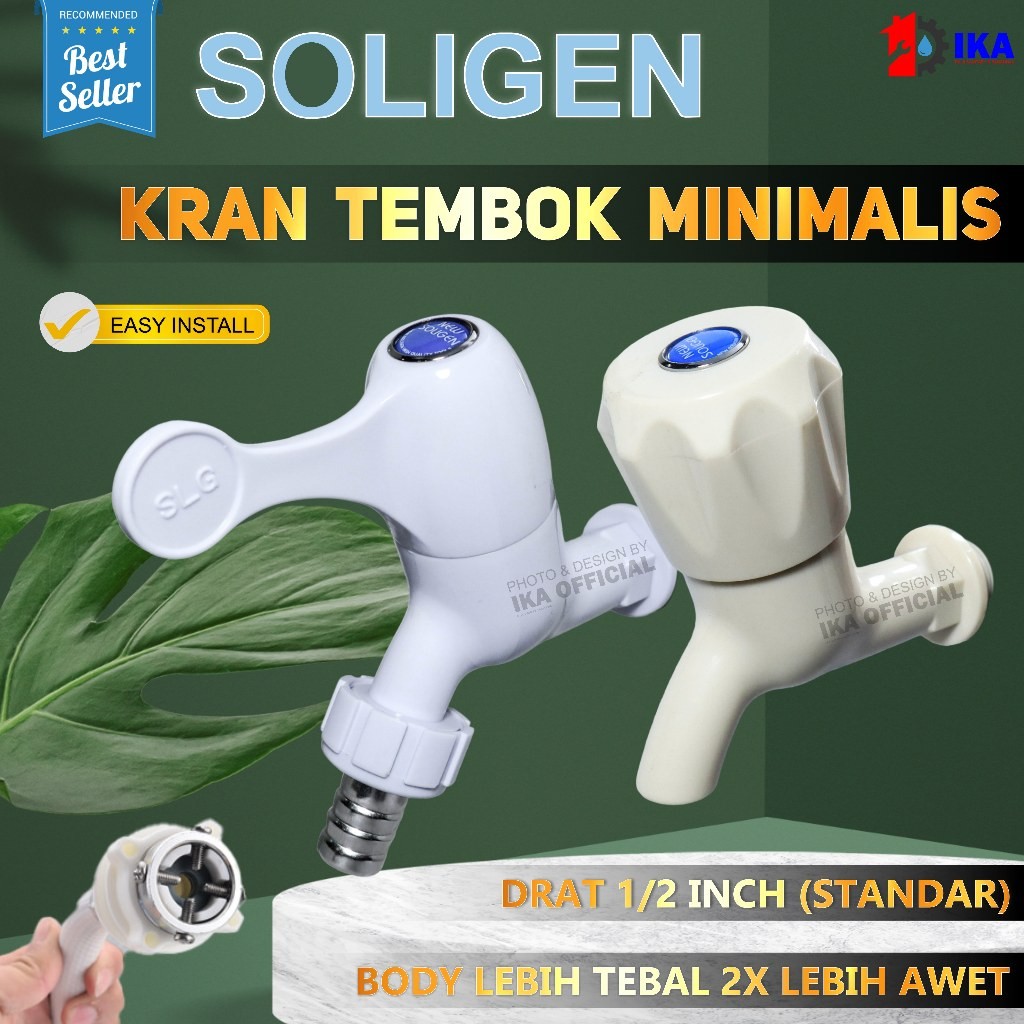Kran Air Plastik Putih Model Engkol / Water Faucet Head / Kepala Keran PVC Untuk Tembok Taman Mesin 
