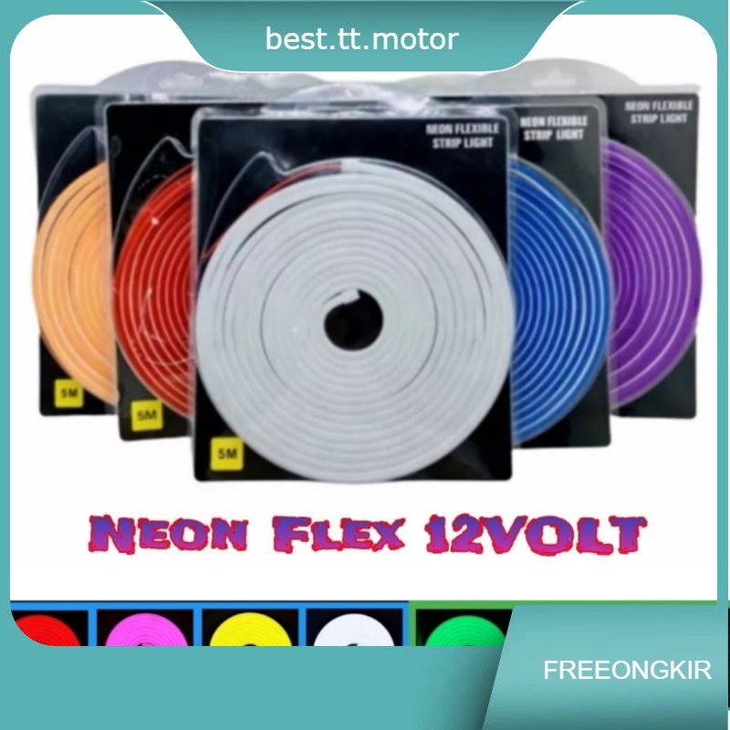 Lampu Selang NEON FLEX Led  DC 12V Volt 5M meter Strip Flexibel neon text 5m Garansi- wajib adaptor 