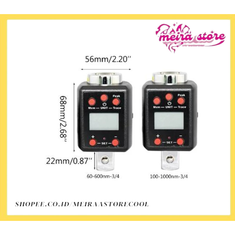 

High Precision Digital Torque meter Torque Wrench 0.3-1000Nm 1/4" 1/2" 3/8" 3/4" Adjustable Drive Preset Torque Adapter