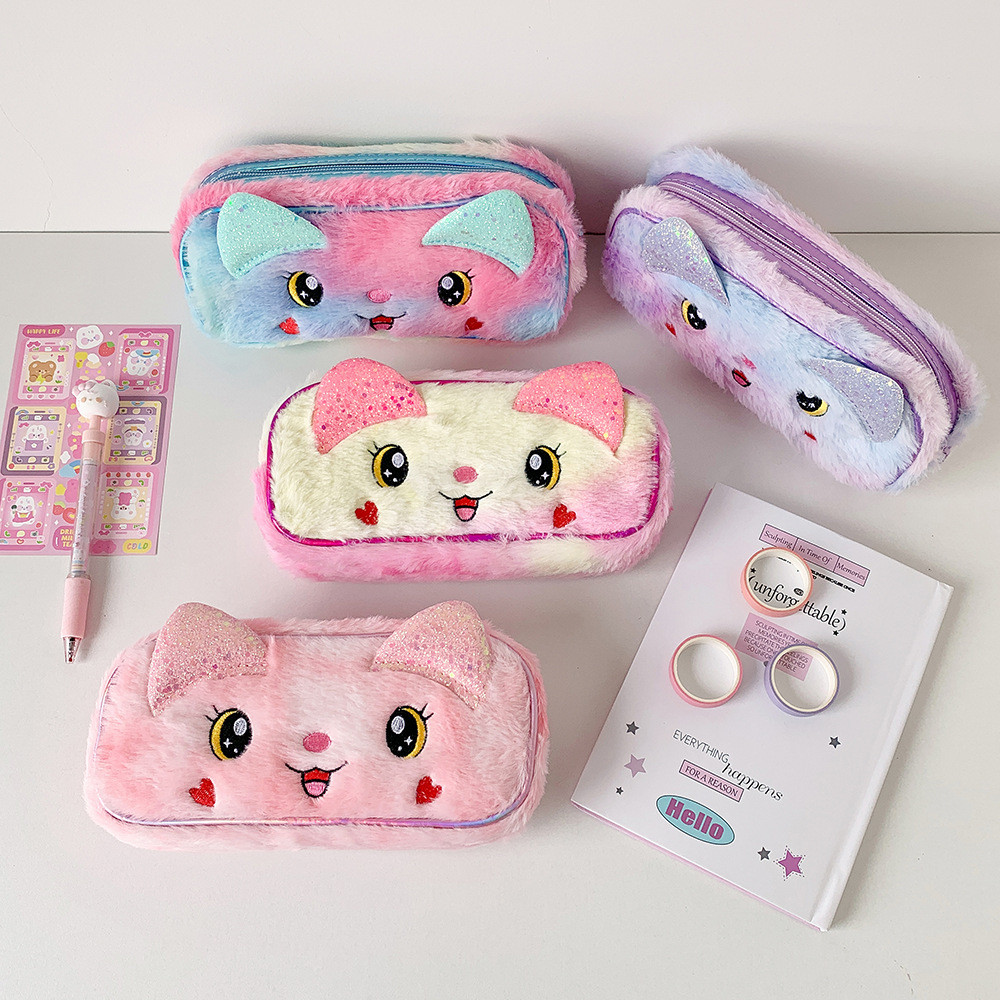 

Cartoon Big Eyes Plush Pen Case, Three-dimensional Stationery Storage Bag, Student Cute Pencil Case, Girl Makeup Bag